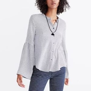 Madewell Bell Sleeve Button Down Window Pane Shirt Small